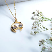 Sterling Silver Circle Necklace, 18K Gold Plated